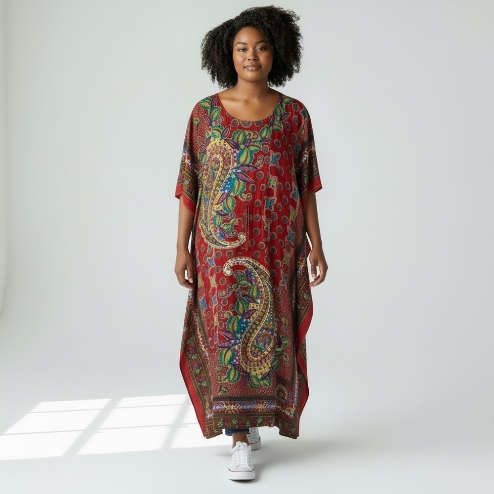Red Graphic Print Maxi/Mumu - O/S